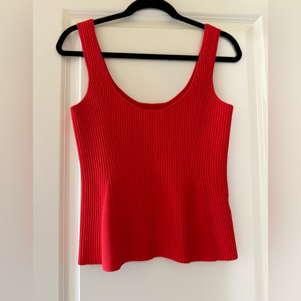 $695 Altuzarra Yanaka Ribbed-knit Tank Sz Med Red